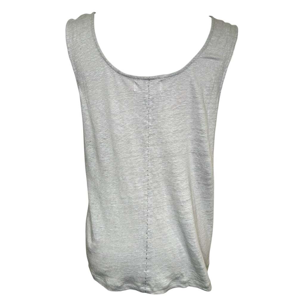 La Vie Rebecca Taylor Gray 100% Silk Elevated Tank Top Vertical Center Seam Med